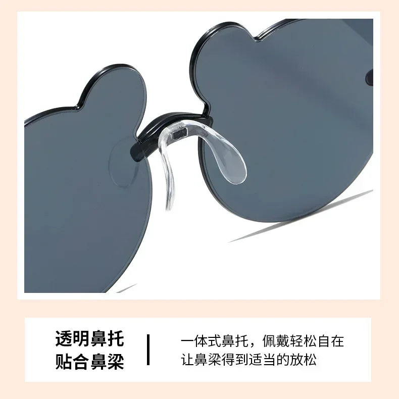 Kids Sun Sunglasses Bear Shape Cartoon Children Glasses Rimless UV400 Child Eyeglasses Outdoor Anti-Glare Girls Boys Sunglasses