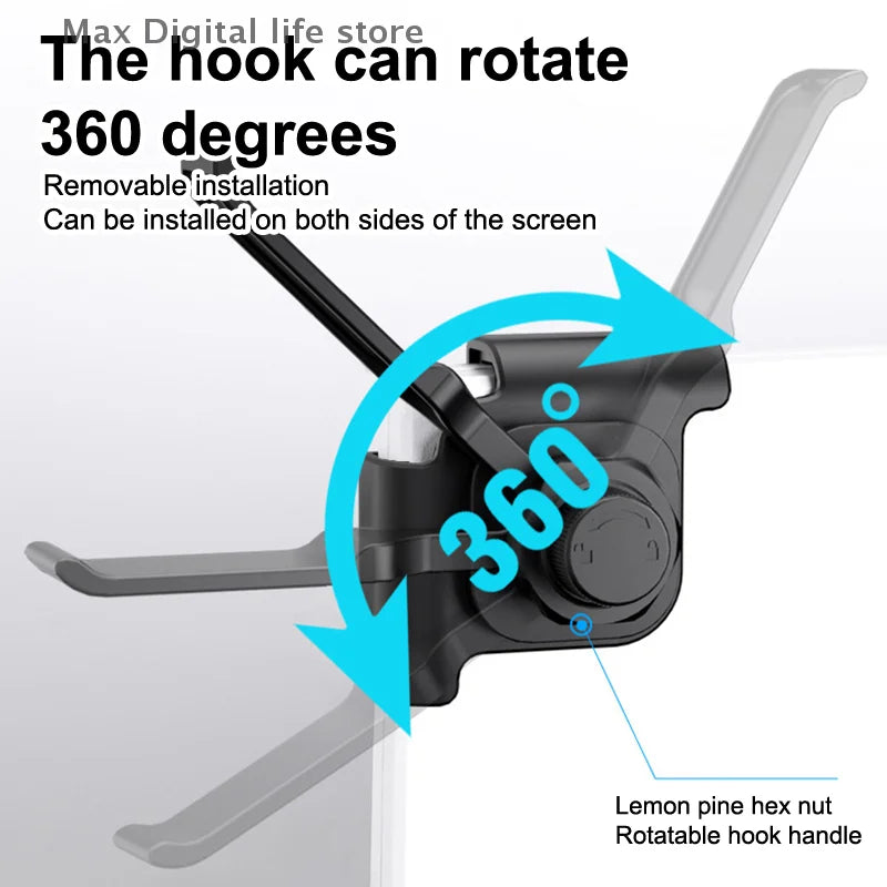Computer Monitor Earphone Holder Clip PC Screen Headset Headphone Stand Bracket Desktop Organizer Laptop 360 Degree Rotation