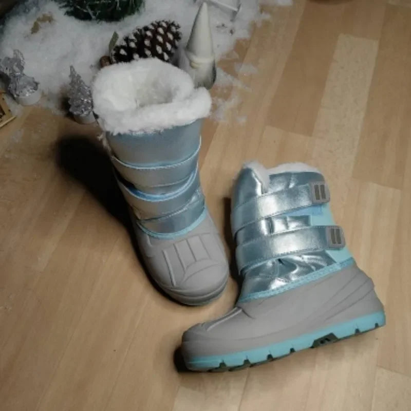 Kids Plush Snow Boots Children Waterproof Anti-Slippery Keep Warm In Winter Padded Cotton Shoes Soft Flat Sole Footwear