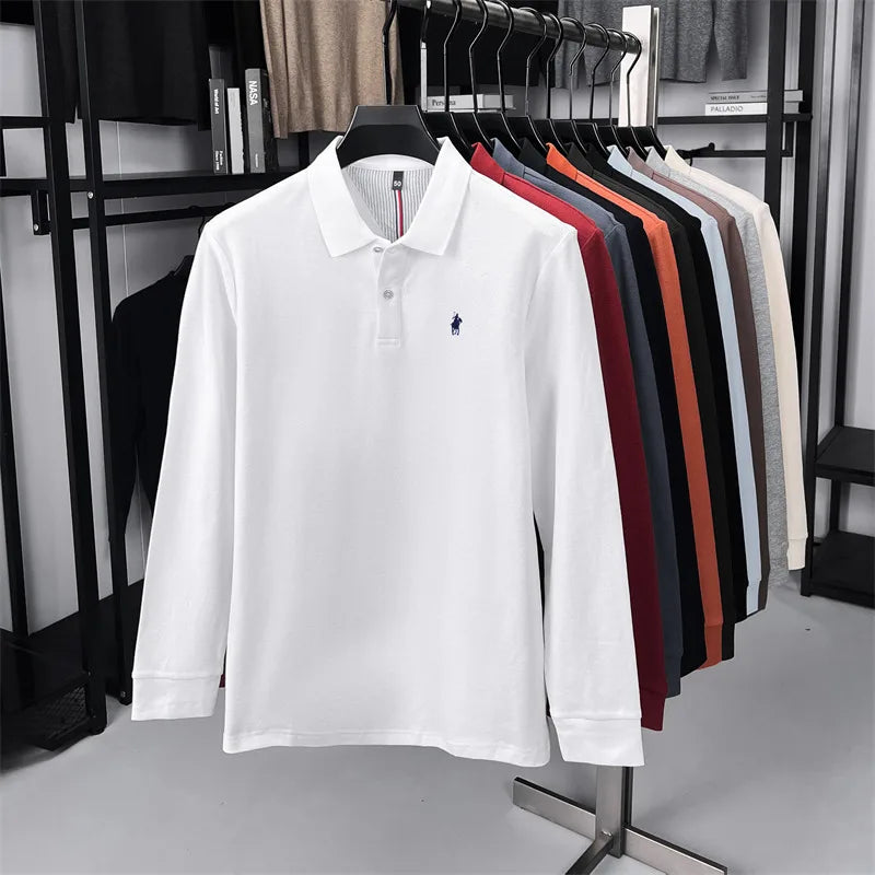 100 cotton high-end brand long sleeve polo
