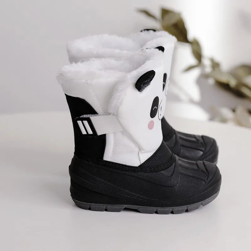 Kids Plush Snow Boots Children Waterproof Anti-Slippery Keep Warm In Winter Padded Cotton Shoes Soft Flat Sole Footwear