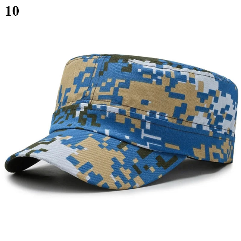 Camouflage Flat Cap Snapback Hat Adjustable Classic Fashion Soldier Sunshade Sun Hats Summer Hunting Hiking Outdoor Sun Caps
