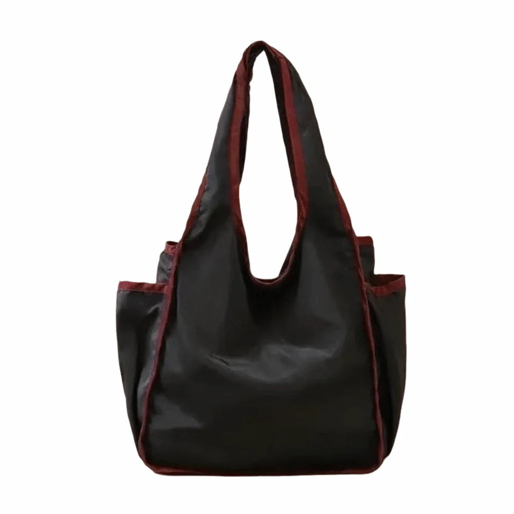 Reusable Large Capacity Shopping Bag Waterproof Foldable Tote Bag Color Blocking Polyester Eco-Friendly Bag Grocery