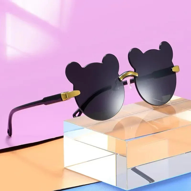 Kids Sun Sunglasses Bear Shape Cartoon Children Glasses Rimless UV400 Child Eyeglasses Outdoor Anti-Glare Girls Boys Sunglasses