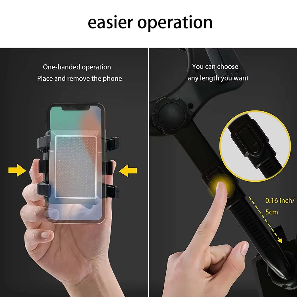 Adjustable Car Rearview Mirror Phone Holder 360° Retractable Cell Phone Holder Clip Phone GPS Support Mobile Phone Mount Stand