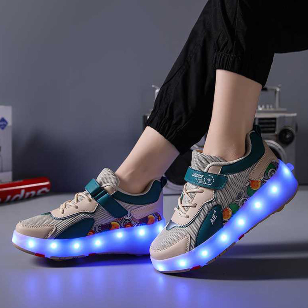 Kids Roller Skate Shoes Fashion Outdoor Skating Sneakers Boys Girls 4 Wheels Skates Footwear Toys Birthday Gift With Led Light