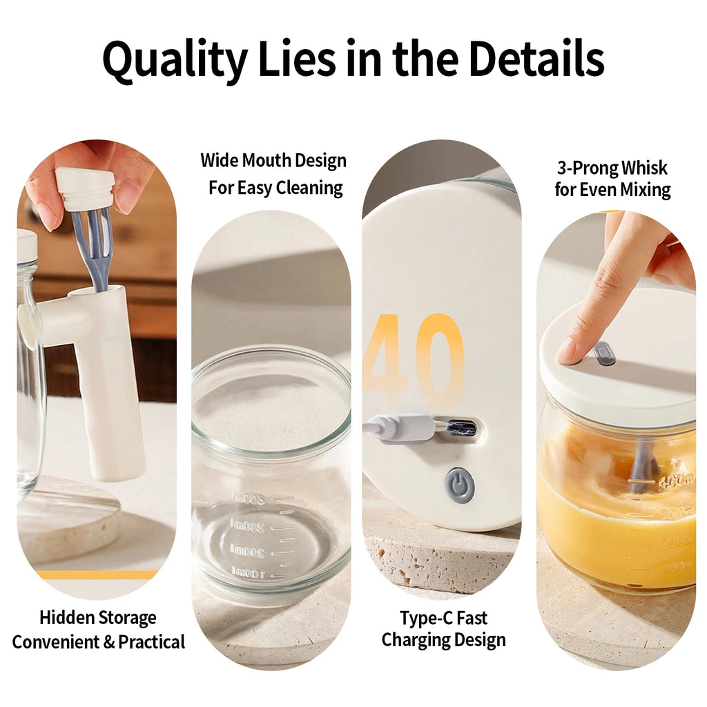 OANKR Automatic Stirring Coffee Cup Rechargeable Electric Stirring Mugs 400ml Mixing Glass Egg Cup Barista Coffee Accessories