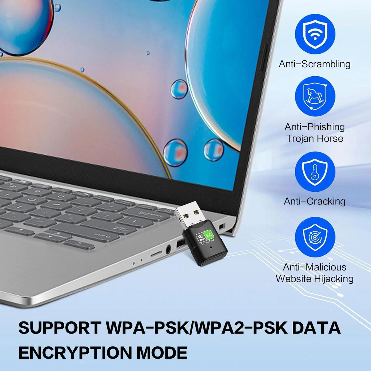AC600 USB WiFi Adapter, Dual Band 2.4G/5GHz Mini Wireless Network Dongle for PC Desktop Laptop, Support Windows 11/10
