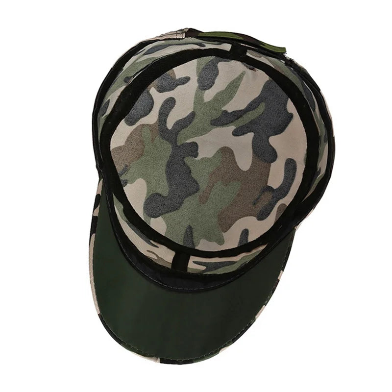 Camouflage Flat Cap Snapback Hat Adjustable Classic Fashion Soldier Sunshade Sun Hats Summer Hunting Hiking Outdoor Sun Caps