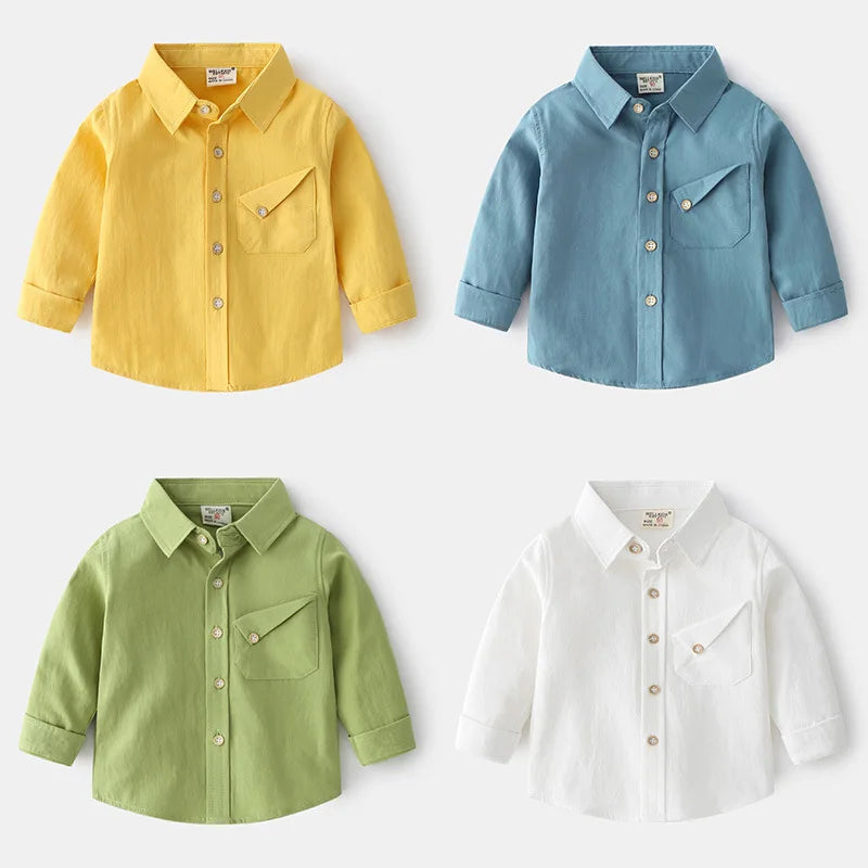 Children's Outerwear Shirt Spring and Autumn Fashion Long-sleeved Shirt Soft Casual Long-sleeved Thin Shirt