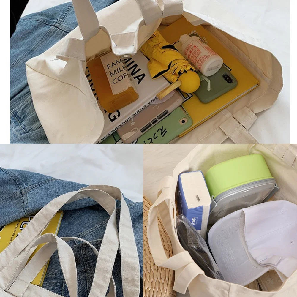 Canvas Shopping Bags Large Capacity Conventional Tote Bag Eco Two Straps Organizer Fashion Letter Printed Women Shoulder Handbag