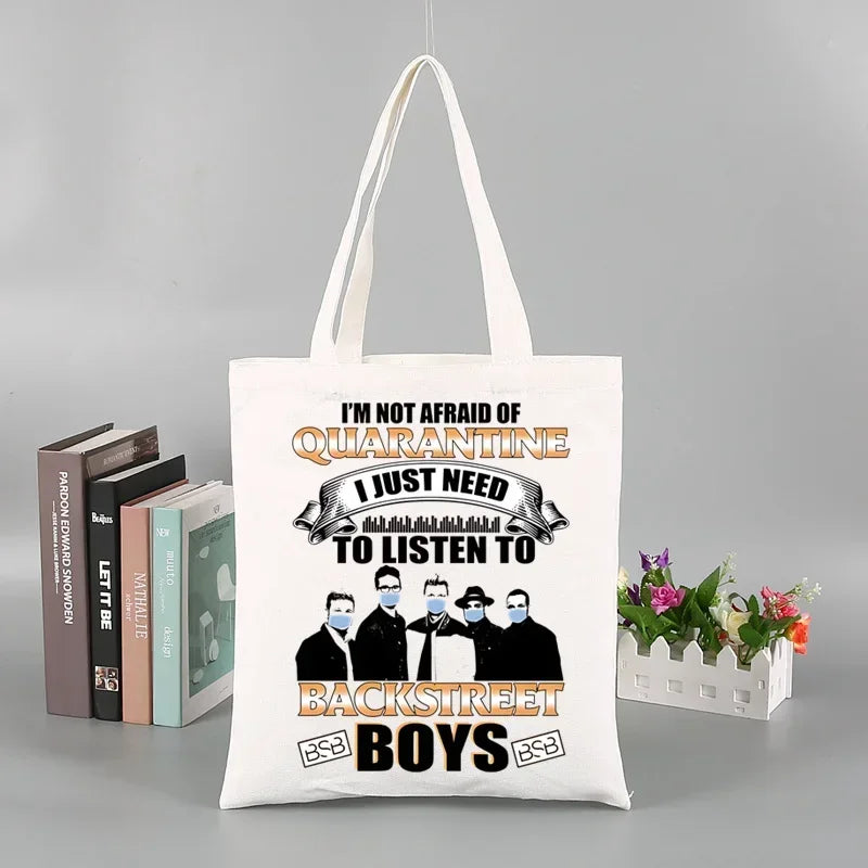 Backstreet Boys World BSB Music Band Ulzzang Shopping Bag Grocery Handbag Bolsas De Tela Tote Bolsa Shopping Bag Tote Fabric