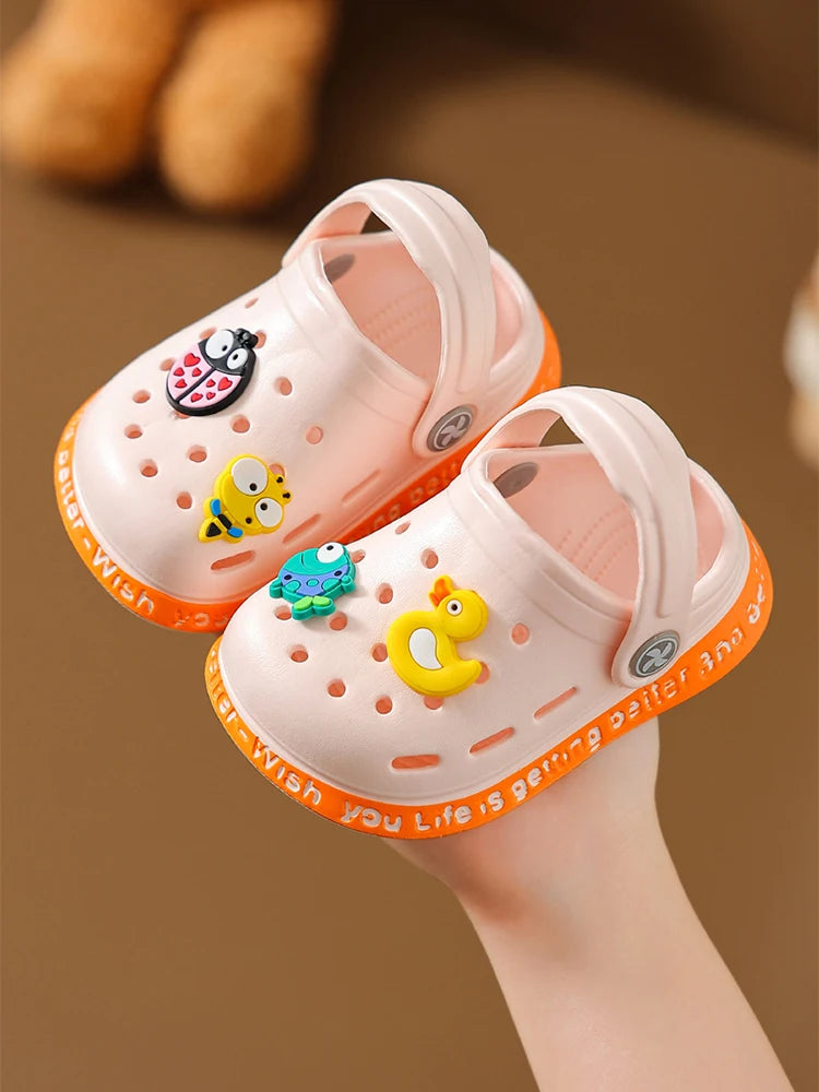 Kid Garden Shoes Sandals Summer Boys Girls Baby Baotou Sandal Infantil Soft Plastic Cute Cartoon Antiskid Casual Bathe Slippers
