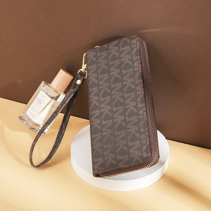 Long Wallets for Women & Men, Korean Style 2025 New Wholesale Zipper Clutches, Printed Multi-Card Slots Large Capacity Wristlet