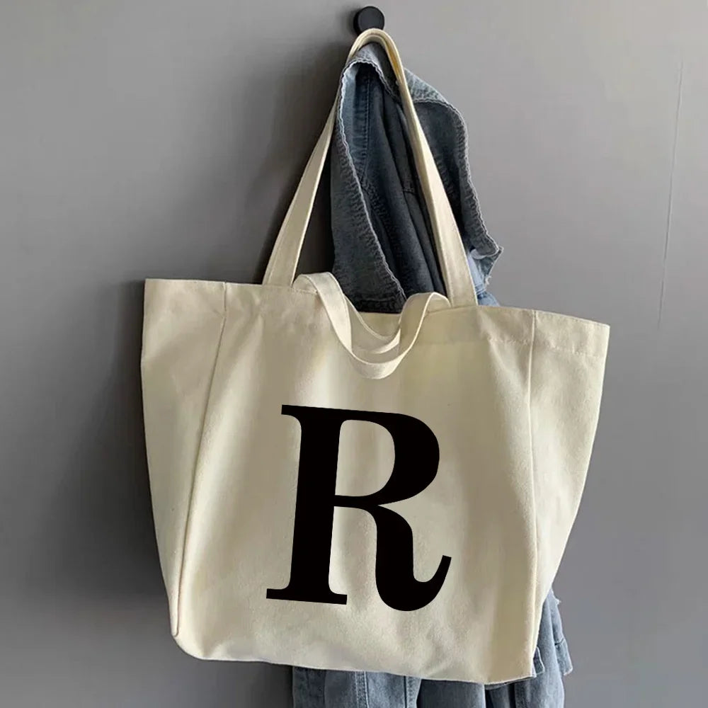 Canvas Shopping Bags Large Capacity Conventional Tote Bag Eco Two Straps Organizer Fashion Letter Printed Women Shoulder Handbag