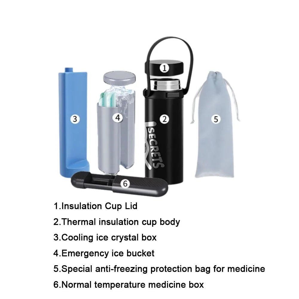 Rechargeable Insulin Refrigerated Cup Portable Design Large Capacity Medicine Refrigerator Cup LCD Digital Display