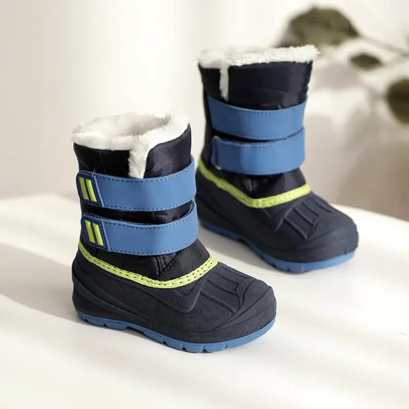 Kids Plush Snow Boots Children Waterproof Anti-Slippery Keep Warm In Winter Padded Cotton Shoes Soft Flat Sole Footwear