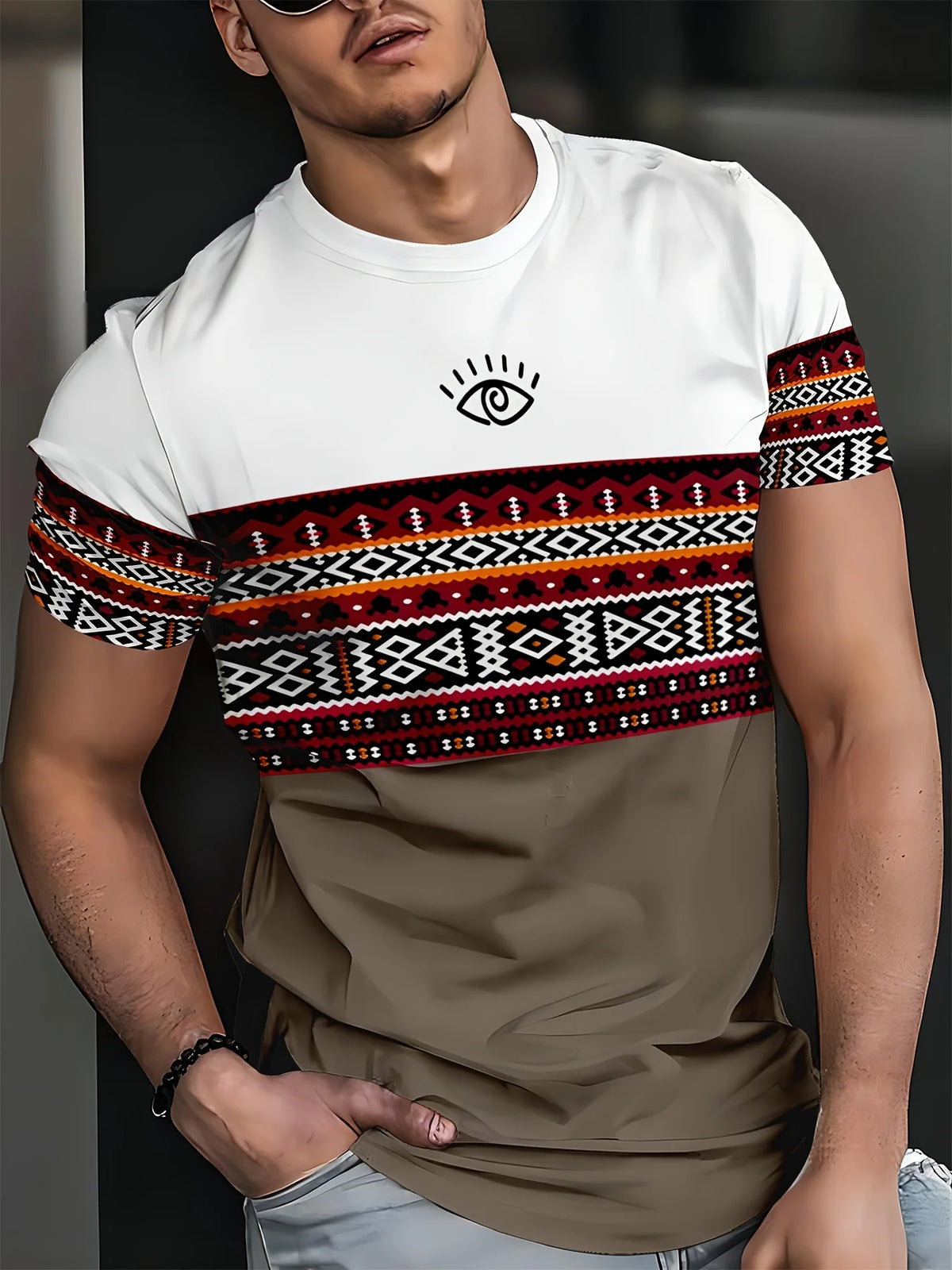 Men's T-shirt Top, Summer Round Neck Short Sleeved Casual Sportswear, Men's Daily Versatile 3D Printed Clothing, Cool and Trendy