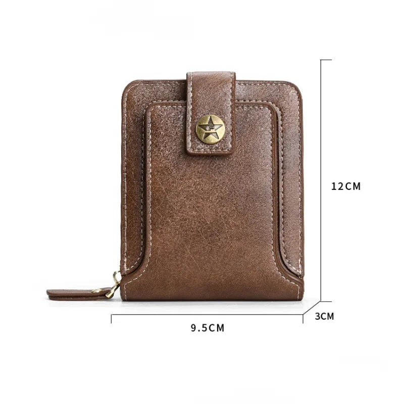 Retro Horizontal Wallet – Large Capacity with 7 Card Slots, Zipper Coin Pocket & ID Window, Driver’s License Holder