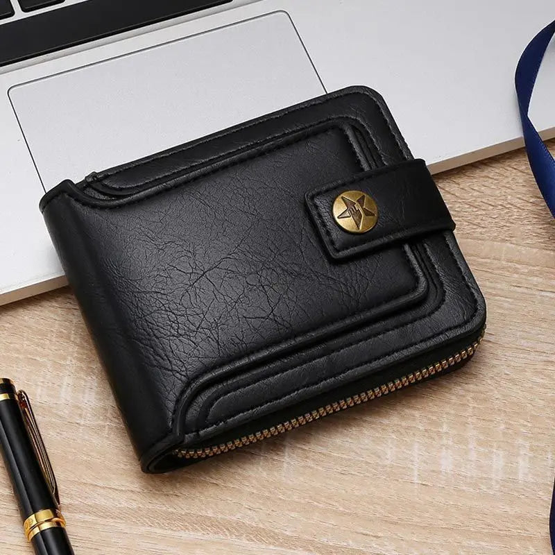 Retro Horizontal Wallet – Large Capacity with 7 Card Slots, Zipper Coin Pocket & ID Window, Driver’s License Holder