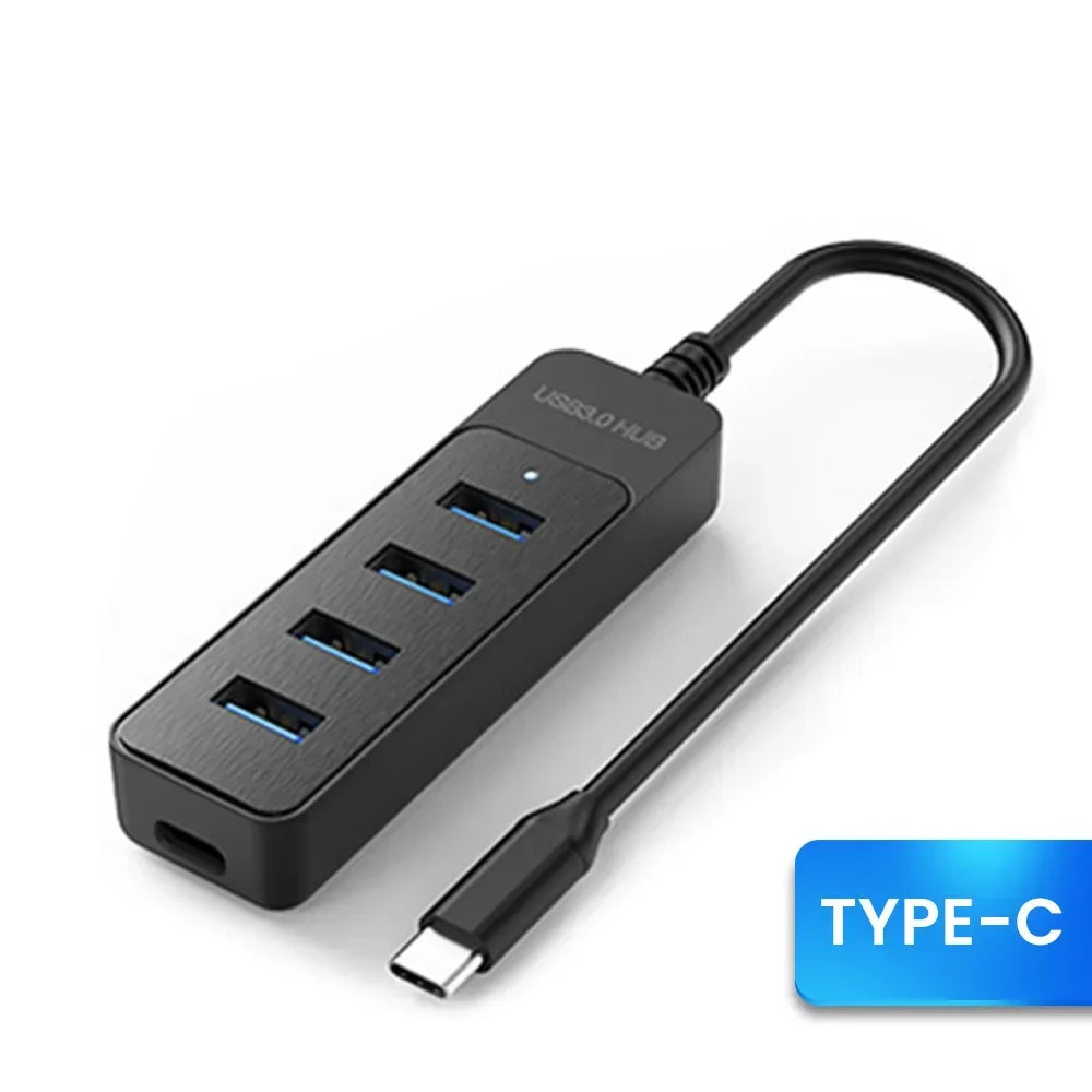 USB 30 Power Adapter 4 Port Hub Multi USB Splitter with Type C Extender for Laptop PC Mobile Accessories Charging