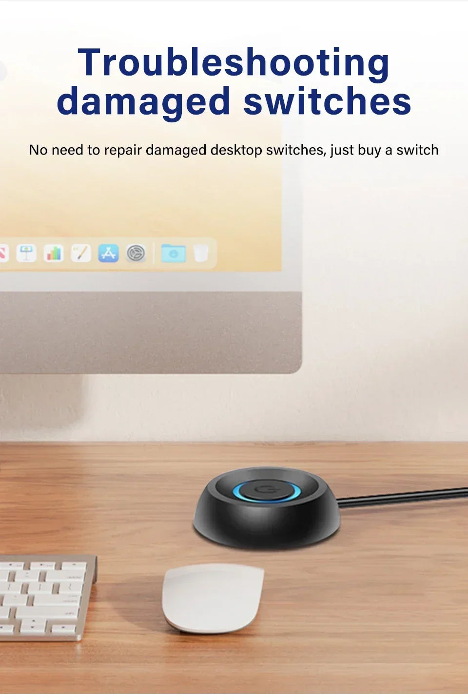 1.8M Computer Desktop Key Switch Desktop Host External Start Power On/Off Button Extension Cable Startup Switch For Home Office