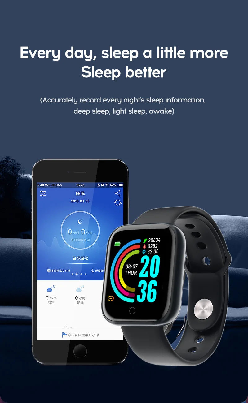 Smart Watch Y68 Men Women Wristwatches D20 Smartwatch Electronic Clock Fitness Monitor Birthday Gift For Xiaomi Huawei Bracelet