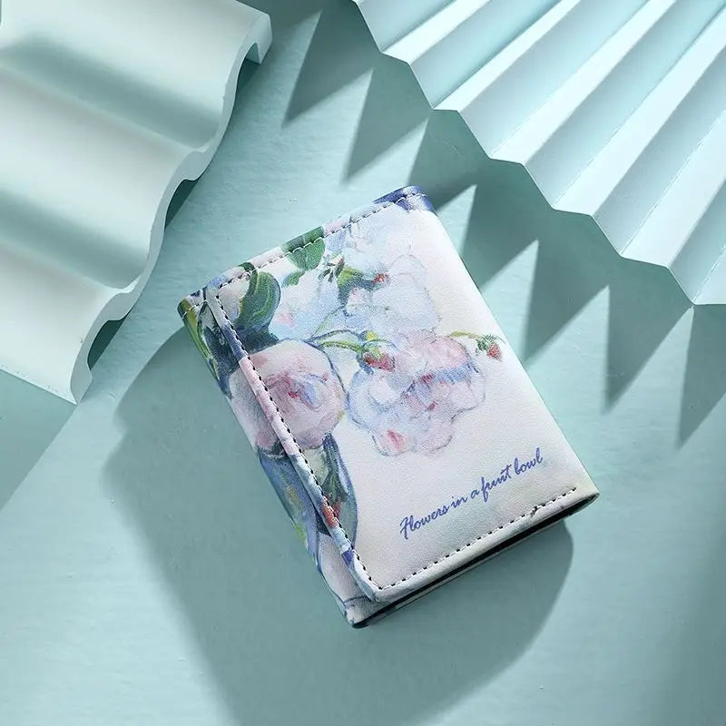 Van Gogh Painting Pattern Wallet Women Folding Leather Short Wallets Niche Design Bank Credit Card Holder Girl's Purse