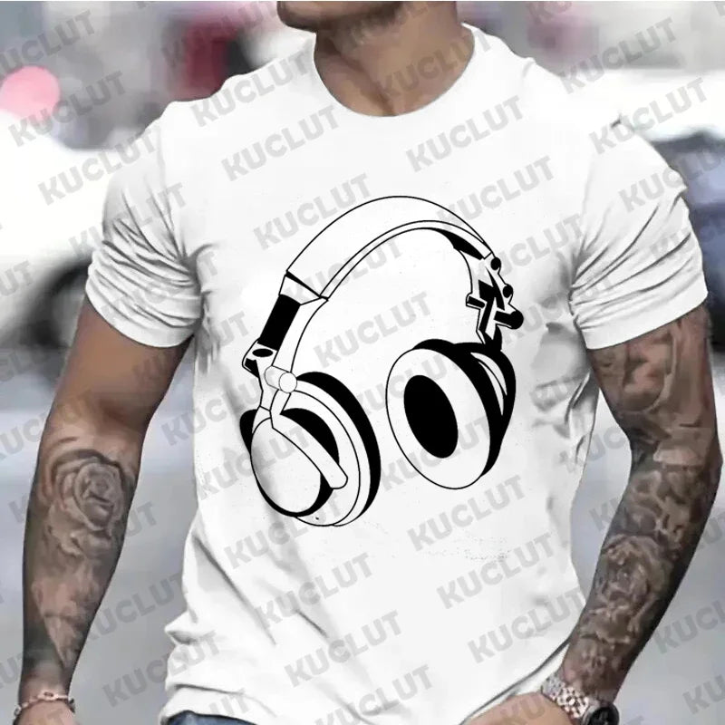 2026 New T Shirts for Men Headphones Graphic Tee Unisex Mens T Shirt Music DJ Graphic T-shirts Gift T Shirt Clothing for Clothes