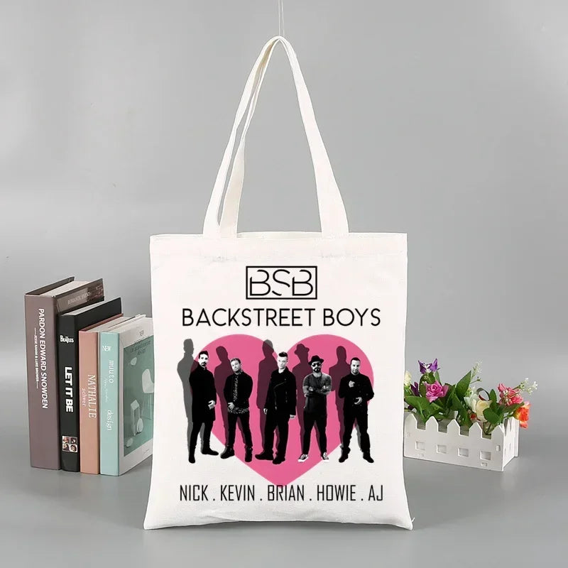 Backstreet Boys World BSB Music Band Ulzzang Shopping Bag Grocery Handbag Bolsas De Tela Tote Bolsa Shopping Bag Tote Fabric
