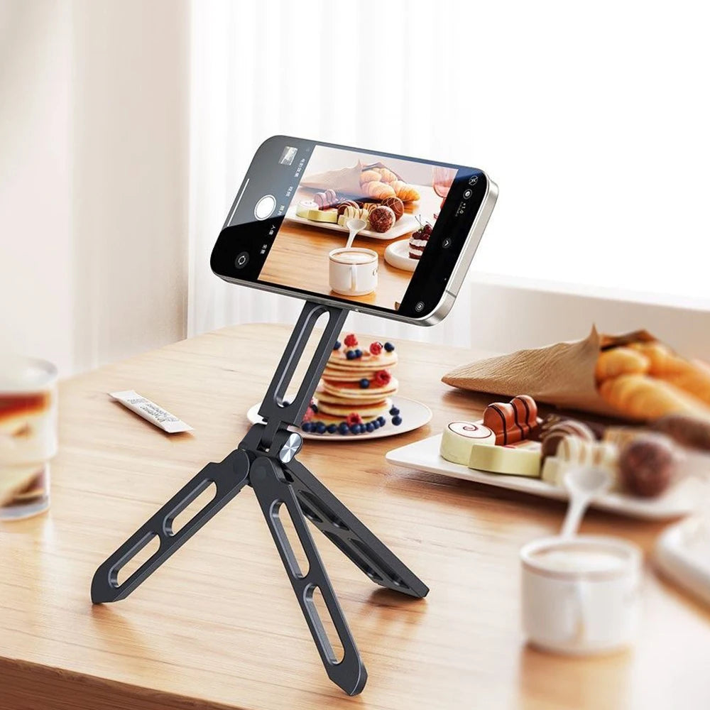 Alloy Phone Tripod Carabiner-Mounted For iPhone Portable Dual-sided Magnetic Tripod Desk Mount Phone Handle Holder