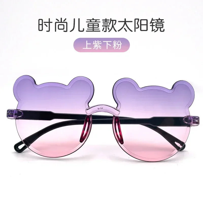 Kids Sun Sunglasses Bear Shape Cartoon Children Glasses Rimless UV400 Child Eyeglasses Outdoor Anti-Glare Girls Boys Sunglasses