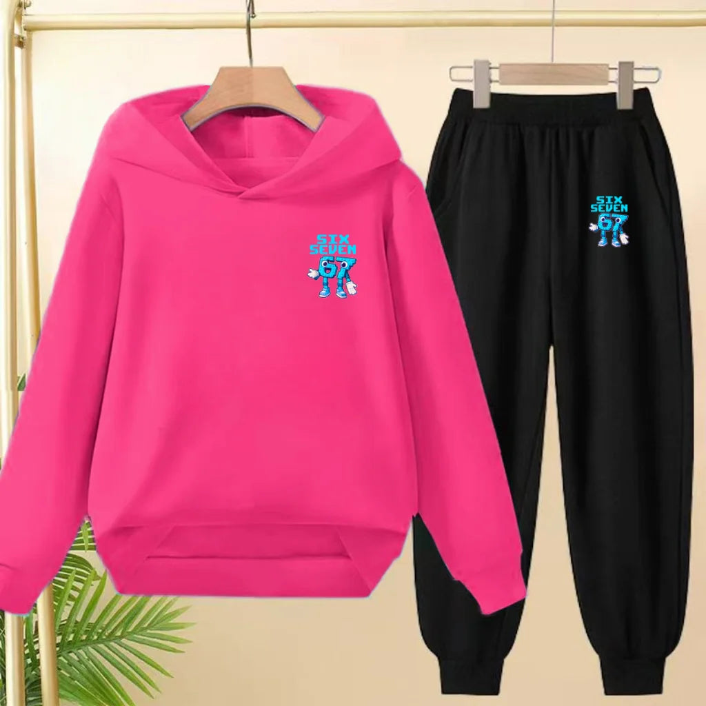 Children Coat 2 Piece 3-12 Age Boy Girl 67  Comfort Leisure Hoodie+Trousers Pullover Hooded Autumn Winter New Style Sportswear