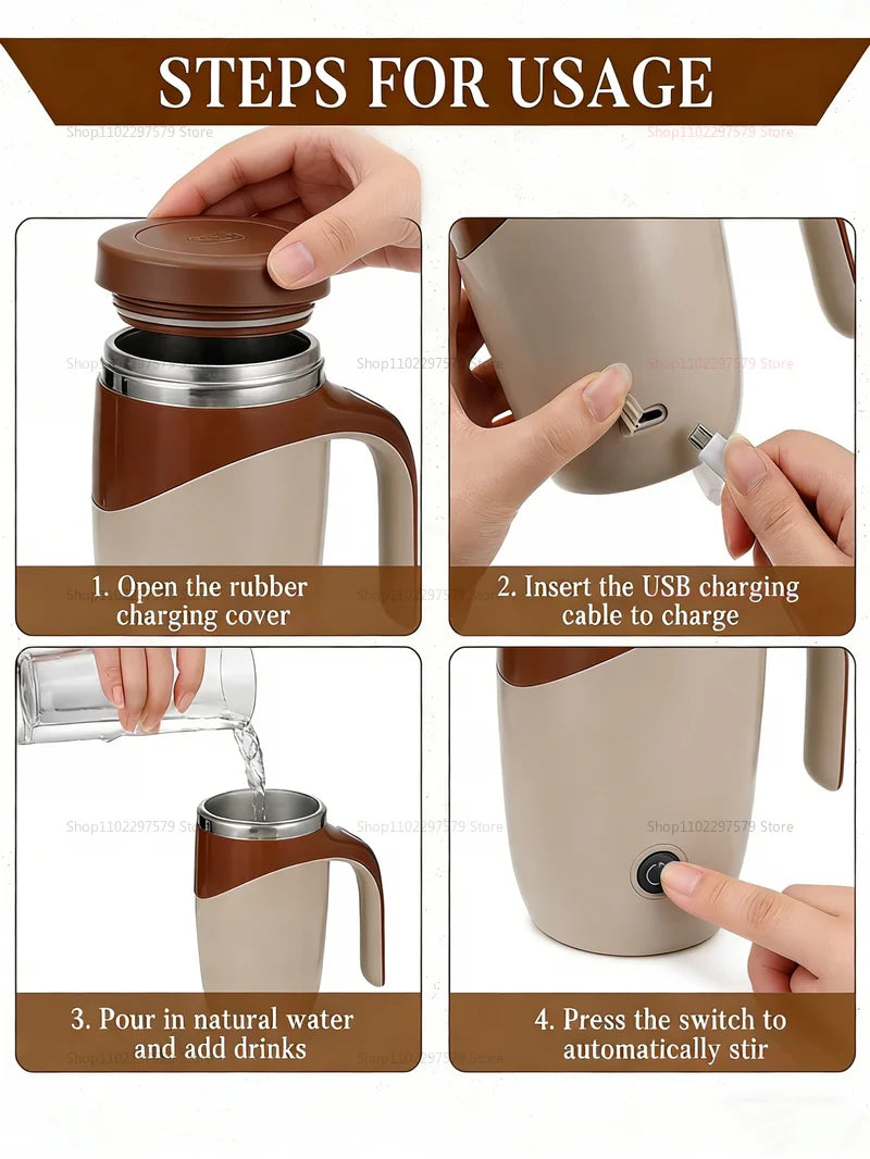 Portable Smart Automatic Magnetic Stirring Cup Rechargeable 304 Stainless Steel  Rotating Mug Cup Drinking Tools Coffee Cup