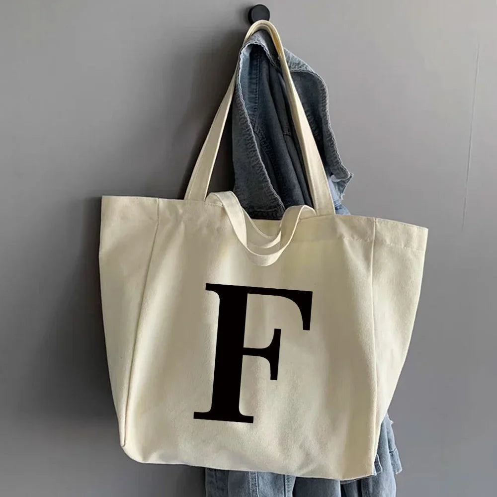 Canvas Shopping Bags Large Capacity Conventional Tote Bag Eco Two Straps Organizer Fashion Letter Printed Women Shoulder Handbag