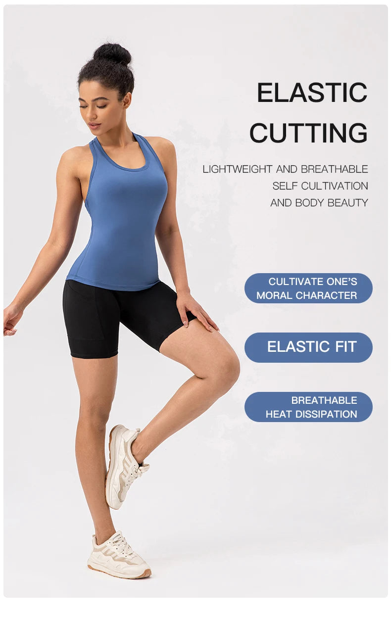 Yoga Vest Women Gym Sleeveless Sport Shirt Fitness Training Sportswear Vest  Outdoor Running Sport Tank Tops