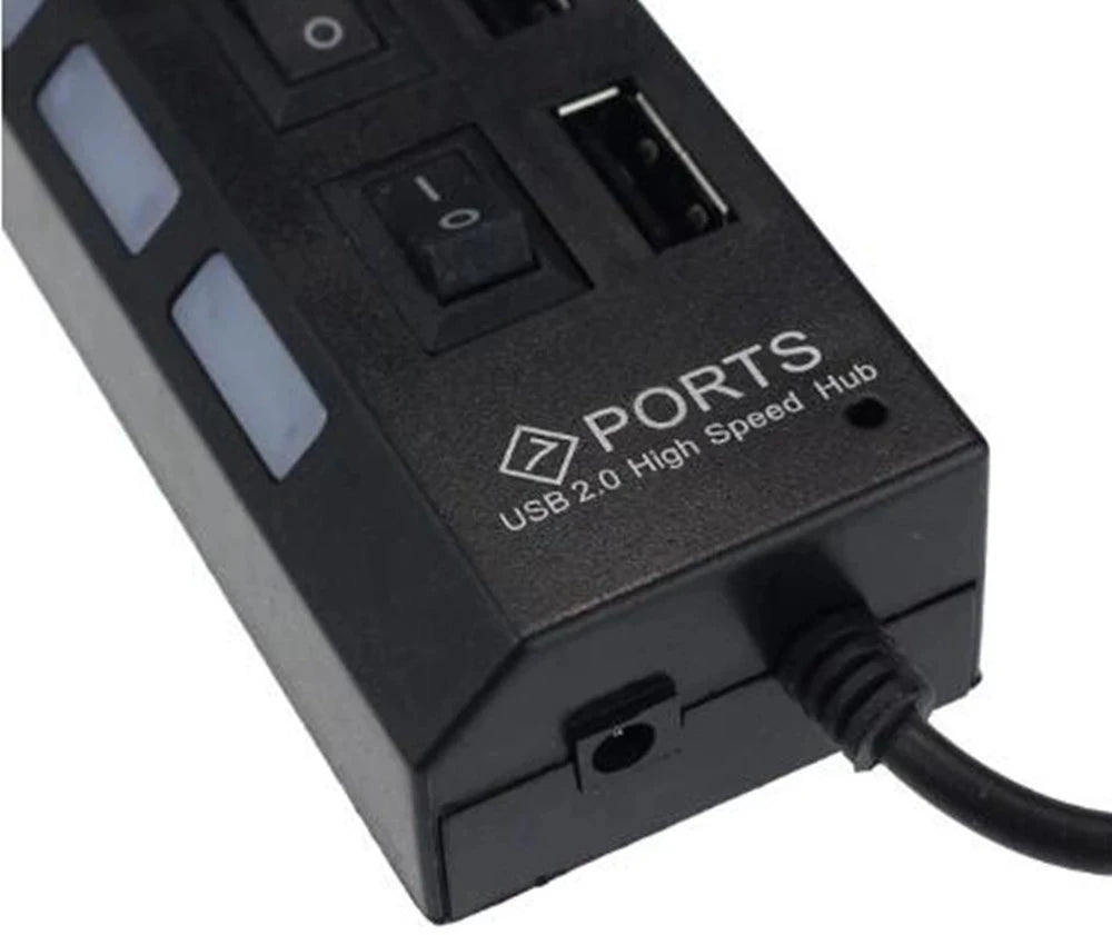 USB Switch Extension HUB 7 Ports USB 2.0 Hub Computer USB Extension Hub USB 2.0 Splitter Accessories With LED Switch For Desktop