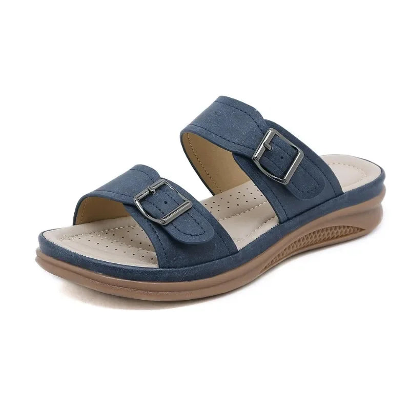 New Summer Shoes Women Flat Sandals Summer Holiday Fashion Brand Ladies Modern Sandals Blue Big Size 42 DX380
