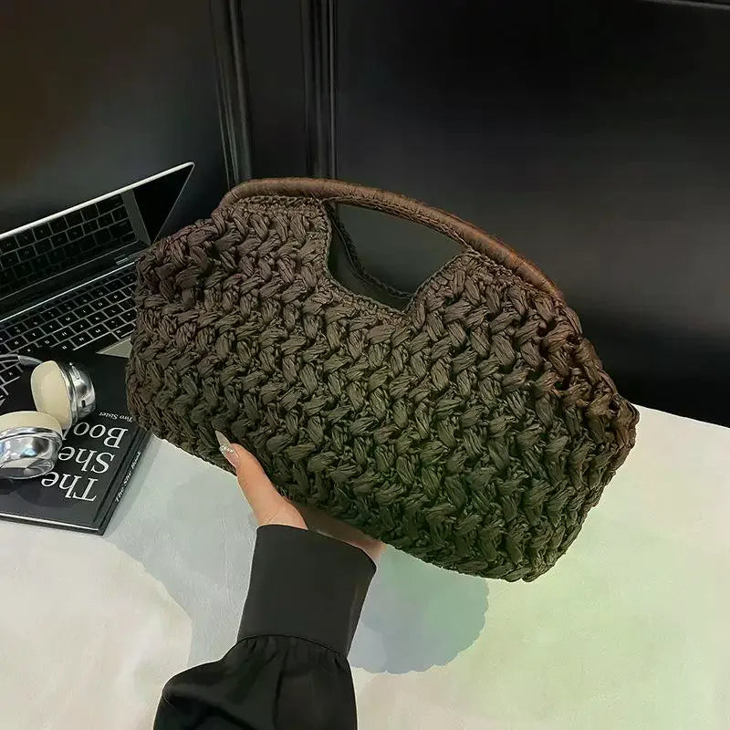 Fashion Elegant Woven Handbag Female Beach Straw Underarm Bag Versatile Exquisite Shoulder Bags Evening Bags For Women Gifts