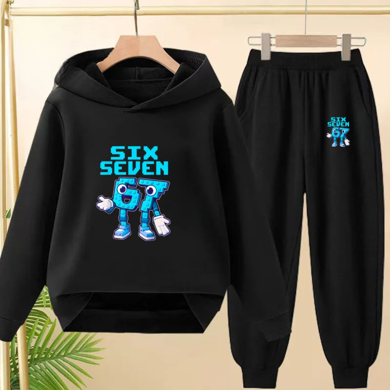 Children Coat 2 Piece 3-12 Age Boy Girl 67  Comfort Leisure Hoodie+Trousers Pullover Hooded Autumn Winter New Style Sportswear