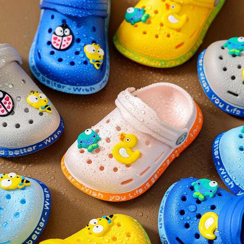 Kid Garden Shoes Sandals Summer Boys Girls Baby Baotou Sandal Infantil Soft Plastic Cute Cartoon Antiskid Casual Bathe Slippers