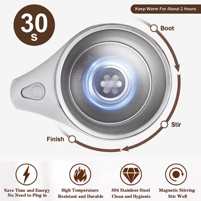 Portable Smart Automatic Magnetic Stirring Cup Rechargeable 304 Stainless Steel  Rotating Mug Cup Drinking Tools Coffee Cup