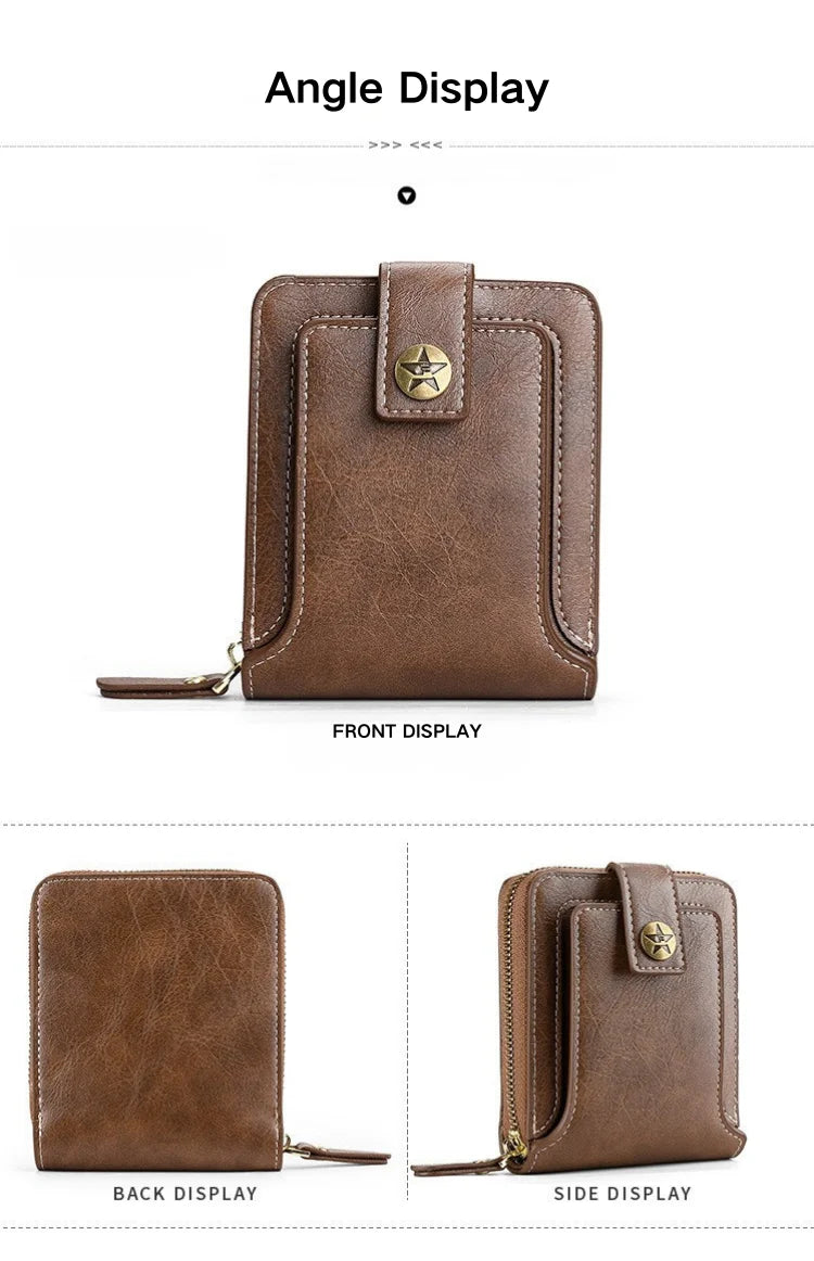 Retro Horizontal Wallet – Large Capacity with 7 Card Slots, Zipper Coin Pocket & ID Window, Driver’s License Holder