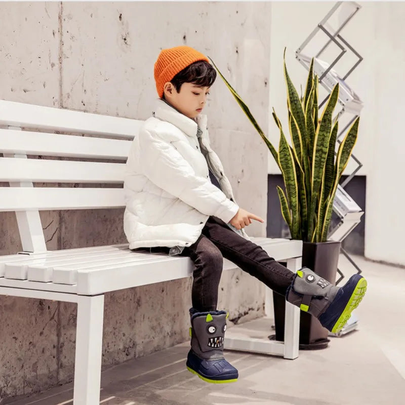 Kids Plush Snow Boots Children Waterproof Anti-Slippery Keep Warm In Winter Padded Cotton Shoes Soft Flat Sole Footwear