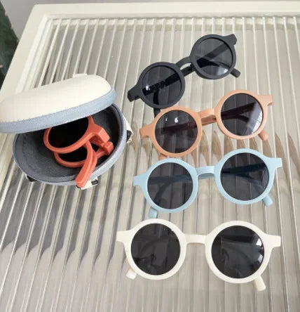 Foldable Kids Sunglasses Girls Boys Cute Round Sun Glasses Children Street Beat Eyeglasses Baby Shades Eyewears UV Protection