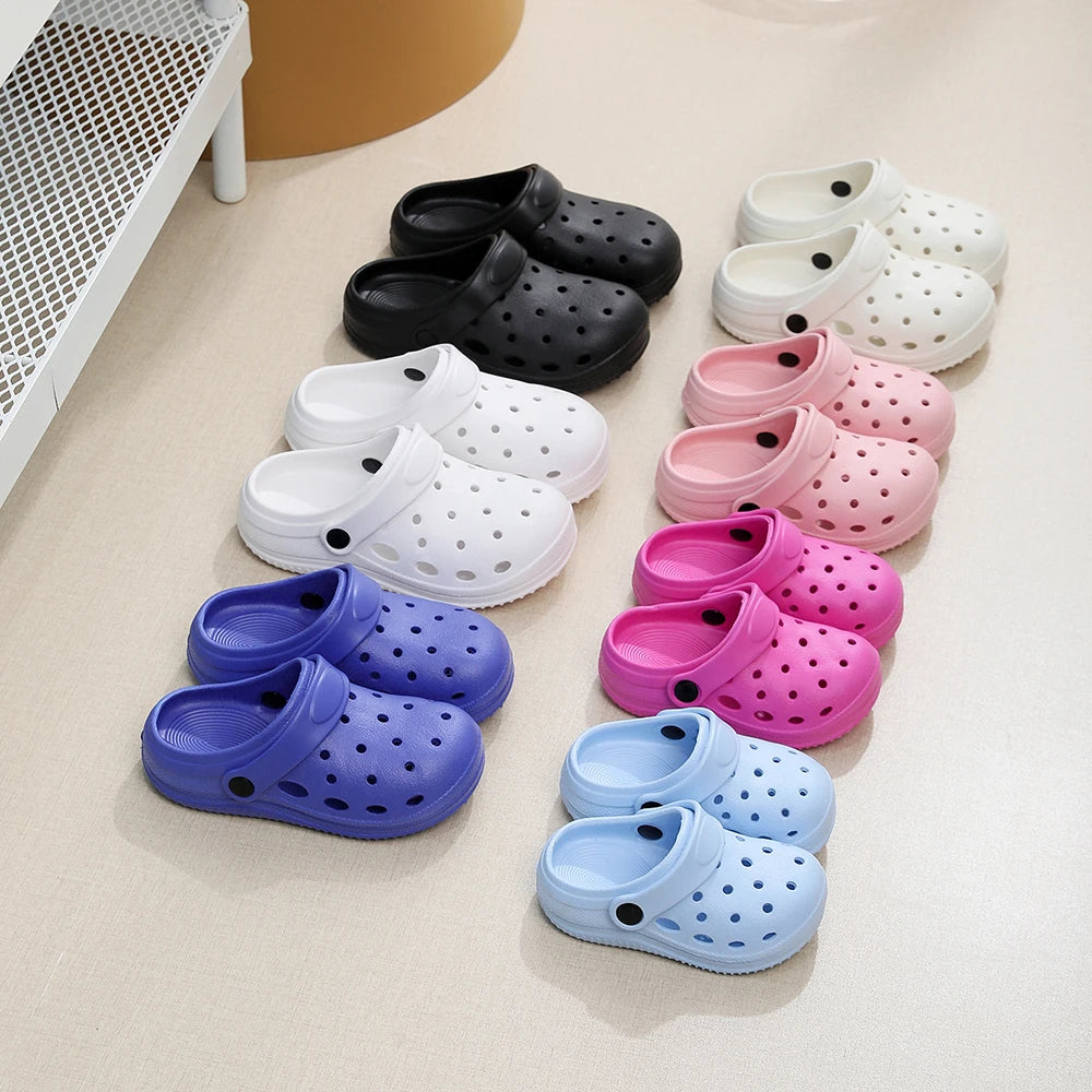 Kids Sandals Hole Shoes Children's Garden Shoes Slippers Soft Non-Slips Simple DIY Design Hole Baby Shoes Sandy Beach Boys Girls