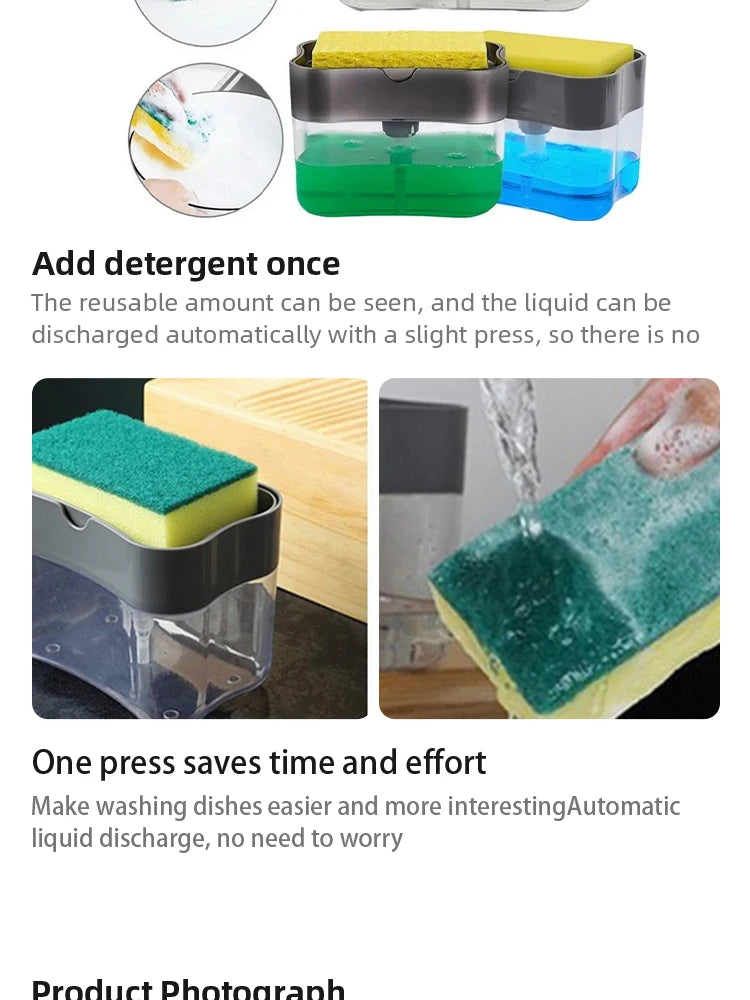 Kitchen Detergent Press Portable Soap Dispenser Pak Clean Cloth Dishwashing Pot Soap Dispenser Cleaning Tool