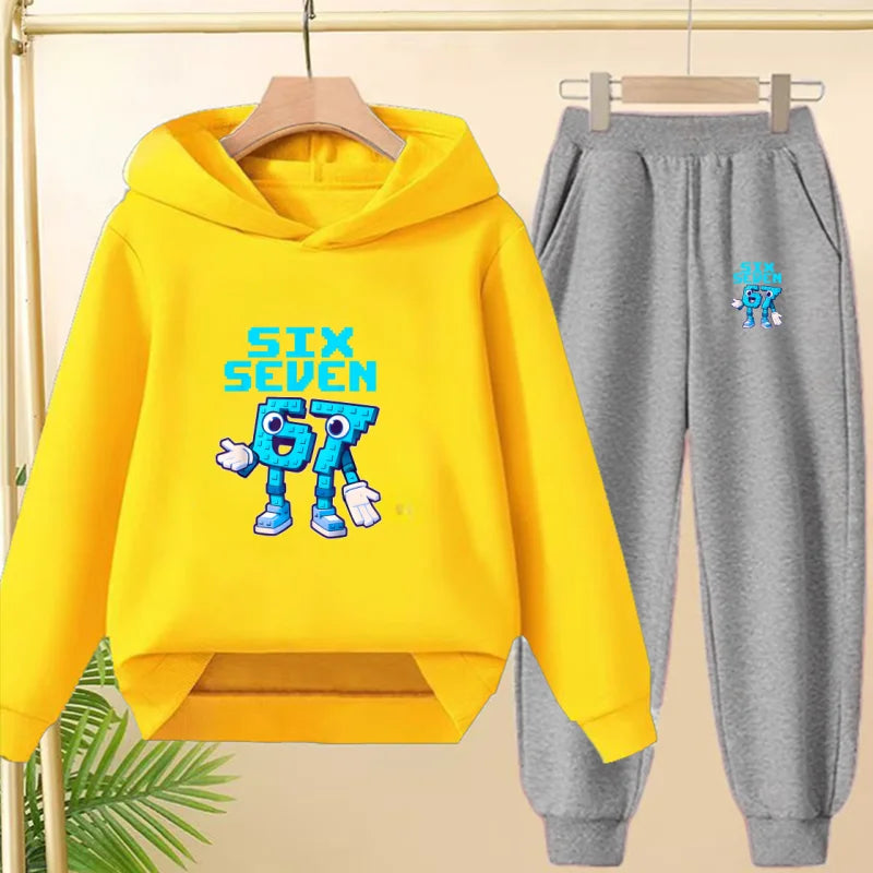 Children Coat 2 Piece 3-12 Age Boy Girl 67  Comfort Leisure Hoodie+Trousers Pullover Hooded Autumn Winter New Style Sportswear