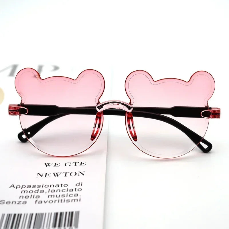 Kids Sun Sunglasses Bear Shape Cartoon Children Glasses Rimless UV400 Child Eyeglasses Outdoor Anti-Glare Girls Boys Sunglasses