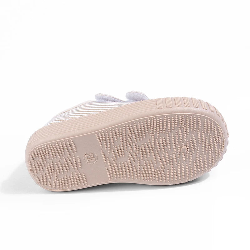 2026 Spring Kids' Casual Canvas Shoes | Striped Velcro Soft Sole Baby Shoes for Boys & Girls